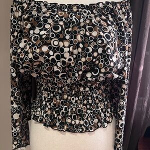 Studio 1940 Black and Brown Circle Print Blouse